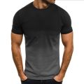 Men's casual sports T-shirt European and American summer fashion round neck 3D gradient short-sleeved round neck T-shirt men. 