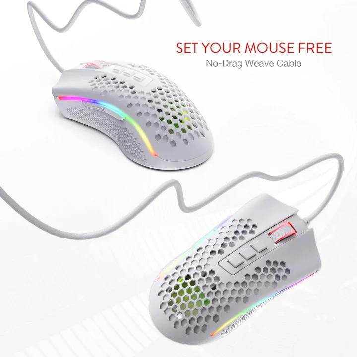 Redragon%20M808%20Storm%20Lightweight%20RGB%20Gaming%20Mouse,%2085g%20Ultralight%20Honeycomb%20Shell%20-%2012,400%20DPI%20Optical%20Sensor%20-%207%20Programmable%20Buttons%20-%20Precise%20Registration%20-%20Super-Lite%20Cable%20-%20White%20-%20Image%206