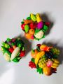 3 pieces mini bowl combo Miniature vegetables and fruits polymer clay handmade showpieces for women home decor kitchen item dining table or furniture decorations ideas for baby and housewife. 