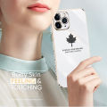 Hontinga for Realme C33 Back Cover Luxury 6D Plating Maple Leaf Side Pattern Case Soft Silicone Square Phone Cases. 