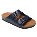 Men Arizona Style Sandals Women Casual Shoes Ladies Two Buckles Summer Beach Leather Flip Flops Wood Sole Slides With Shoes Box. 