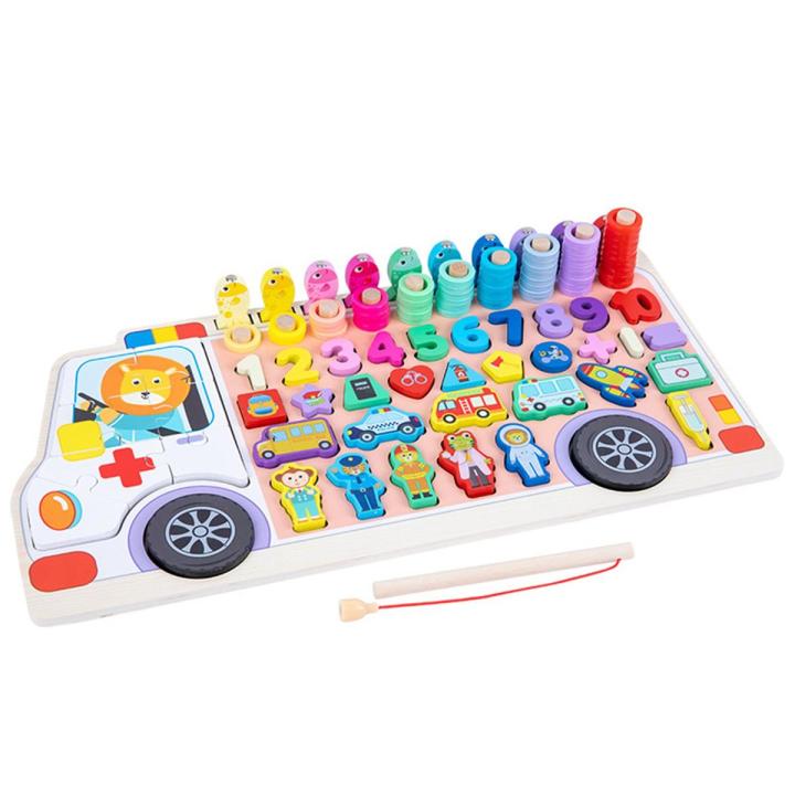 Early Educational Jigsaw Puzzle Toy Wooden Fishing Game Toy Stacking Toys Preschool Learning Educational Toys Fine Motor Skill