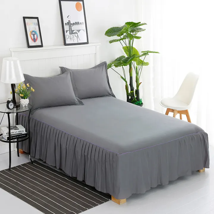 Yfashion%20Princess%20Style%20Pleated%20Cotton%20Bedspread%20ple%20Solid%20Color%20Soft%20hicken%20Bedding%20Sheet%20Dimensions:200*220+40cm%20-%20Image%204