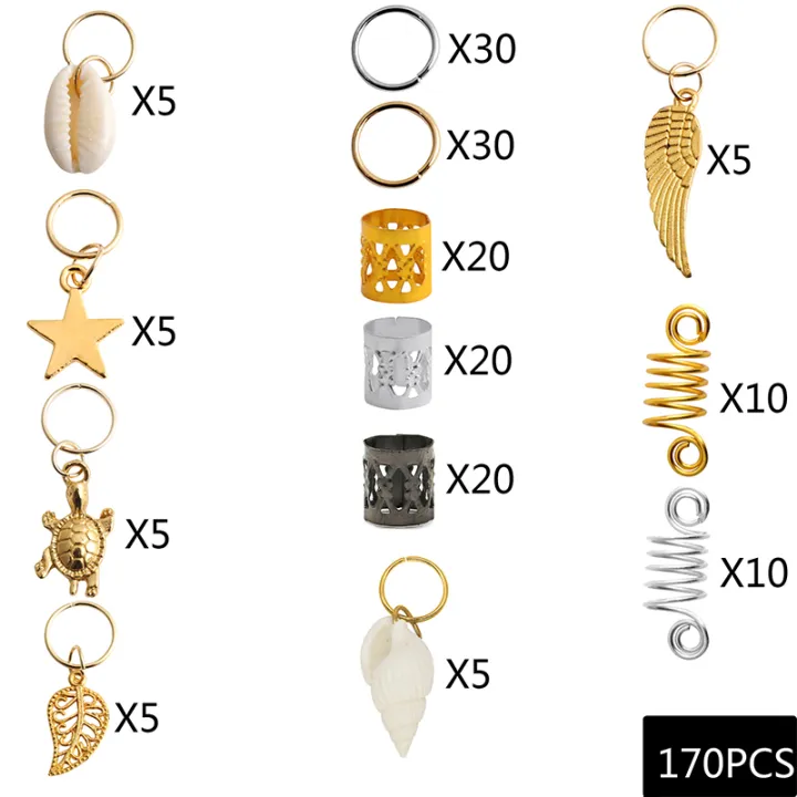 60-170pcs%20Hair%20Braid%20Dreadlock%20Beads%20Cuffs%20Clips%20Braid%20Spiral%20Braid%20Hair%20Extension%20for%20Accessories%20Hair%20Ring%20Mixing%20-%20Image%208