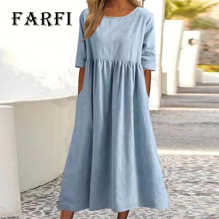 Farfi%20Women%20Dress%20Short%20Sleeve%20Nude%20Color%20Party%20Dress%20-%20Image%202