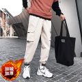 Men's Cargo Harem Pants Fleece Ribbons Men Streetwear Sweatpants Hop Casual Joggers Trousers Male Fashion Pants 5XL. 