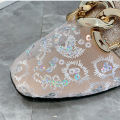 Summer new Korean version of low-heeled head metal buckle sandals half slip shoes female fashion transparent mesh half slippers. 