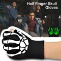Luminous Skull Gloves/Women Knitted Warm Fingerless Gloves/Party Props For Halloween, Day of the Dead, Cosplay. 