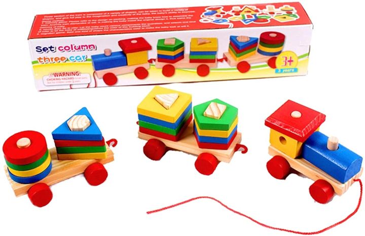 Wooden%20Set%20Column%20Three%20Car%20CHILDREEN%20Early%20Educational%20Geometric%20Matching%20Shape%20Building%20Vehicle%20Block%20Wooden%20Toy%20-%20Image%203