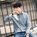 Buy One Get One Free Solid Color Spring and Autumn Youth Men's Casual Shirt Retro Cotton Shirt Style Korean Fashion.