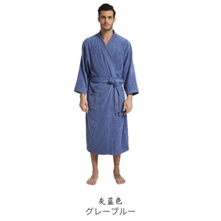 100%25%20Cotton%20Bathrobe%20for%20Men%20Long%20Thick%20Absorbent%20Terry%20Bath%20Robe%20Kimono%20Men%20Towel%20Bathrobe%20Solid%20Sleepwear%20Women%20Dressing%20Gown%20-%20Image%203