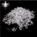 100Ps 5mm White LED Diode Lights - [Ultra Bright] Clear Transparent DC 3V 20mA Emitting Diodes LEDs Bulb. 