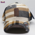 Unique Shape Gyoufu Leather Logo Big Check Premium Fabrics Baseball Cap.