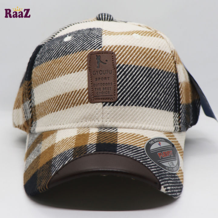 Unique%20Shape%20Gyoufu%20Leather%20Logo%20Big%20Check%20Premium%20Fabrics%20Baseball%20Cap%20-%20Image%202