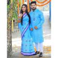 Block Print Dhupian Saree and Dhupian Punjabi for Combo Couples Clothing. 