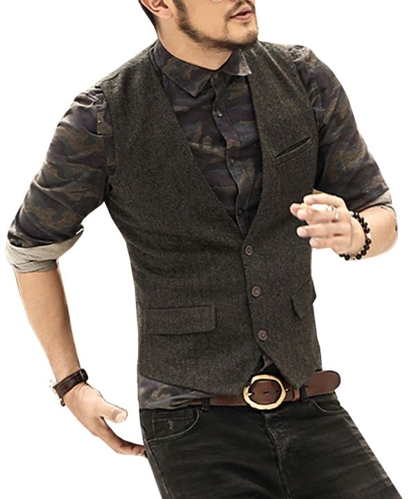 Mens%20Suit%20Vest%20V%20Neck%20Wool%20Brown%20Grey%20Formal%20Single-breasted%20Waistcoat%20Casual%20Business%20Groomman%20For%20Wedding%20Slim%20Fit%20Vest%20-%20Image%202