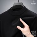 Premium Quality Solid Black Color High Neck Cotton Full Sleeve Sweater for Men.