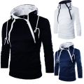 Men's Hoodies Long Sleeve Sweatshirts for Men Zipper Hooded Pullover High Neck Mens Sweatshirt Top Jacket Coat Black Sweater. 