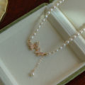 Bohemian Crystal Pearl Butterfly Necklace Vintage Y-Drop Fashion Choker Pendant Jewelry for Women and Girls.