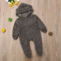 Baby Fashion Jumpsuit Solid Color Hooded Zipper Closure Long Sleeve Comfortable Breathable Casual Romper. 