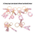 A-Z Dreamy Sequin Letters Keychain For Women Tassel Butterfly Pendant Initial Keyring Purse Suspension Bags Car Key Chain.