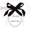 Elegant Black Ribbon Bow Choker Imitation Pearls Beads Charm Necklace Personality Gothic Wedding Jewelry Gifts. 