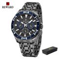 REWARD Mens Watch Waterproof Sport Wristwatch for Men Stainless Steel Business Quartz Watches Clock Gift for Father Birthday. 