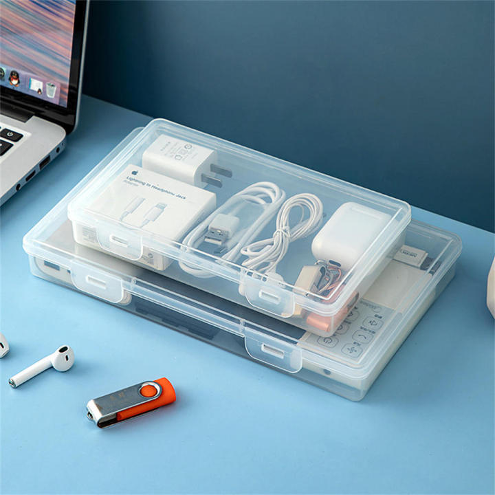 Flip%20top%20Cable%20organizer%20Lightweight%20Transparent%20cover%20Grid%20layout%20Storage%20box%20Plastic%20material%20Drawer%20design%20Headphone%20holder%20-%20Image%202