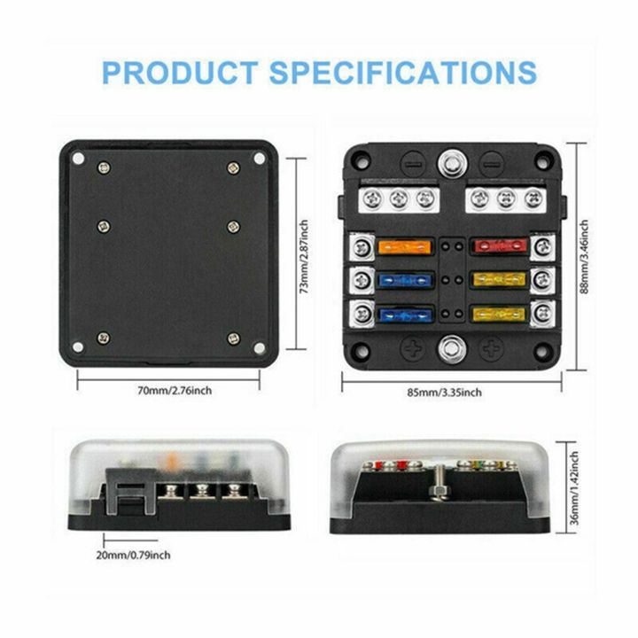 NXFDSIOZ%204X%206-Way%20Waterproof%20Fuse%20Block,with%20LED%20Indicator%2012%20Circuits%20with%20Negative%20Marine%20Fuse%20Box%20for%20Dc%2012/24V%20Car%20RV%20Truck%20-%20Image%208