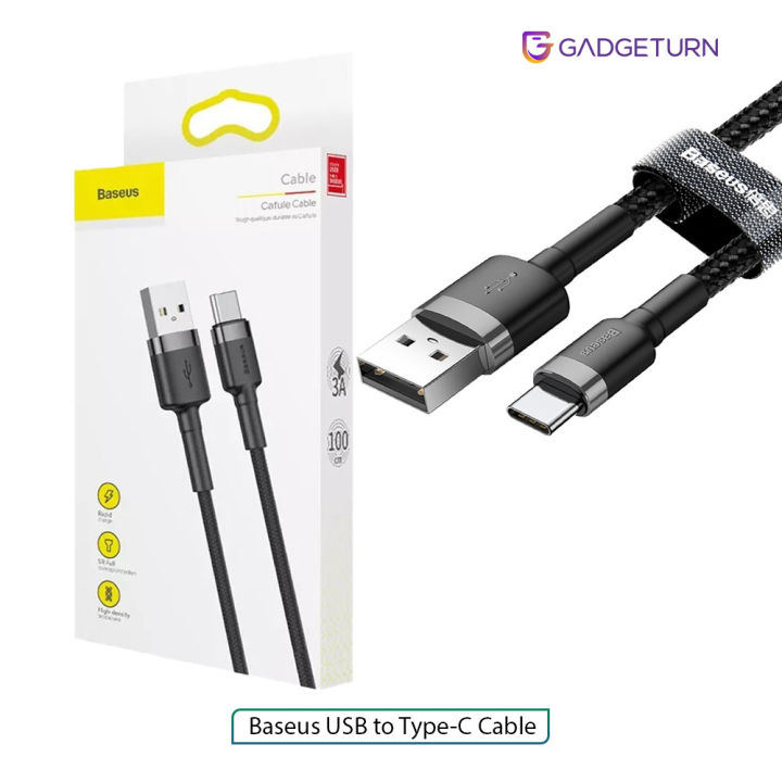 Baseus Cafule USB Type-C Cable: Durable 3A Fast Charging Cable for Simultaneous Charging and Data Transfer