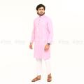 Jamdani Global Baby Pink Cotton Solid Color Panjabi For Men. 