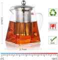 500ml & 900ml Square Glass Teapot for One with Heat Resistant Stainless Steel Infuser, Perfect for Tea and Coffee, Clear Leaf Teapot with Strainer Lid Gift for Your Family or Friends (Clear). 