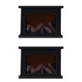 2X Electric Fireplace Lantern LED Flame Log Effect Rectangle Fire Place Lantern.