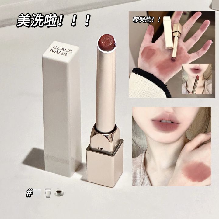 Milk%20velvet%20lipstick%20~%20matte%20matte%20velvet%20lip%20clay%20small%20square%20tube%20student%20white%20pseudo%20plain%20lip%20gloss%20BLACK%20NANA%20-%20Image%203