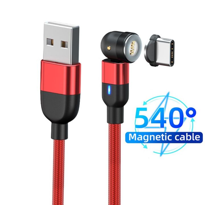 540 Rotate Magnetic Cable Fast Charging Phone Charger Type-C USB C Cable For Huawei P Smart 2021 Honor 10X 9X Lite 30 20 10 9 8