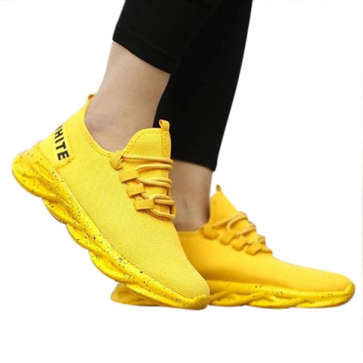 New Eid collection Running Sneakers Casual Lace-up Men's Shoes - Yellow Colour