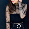 Women Fashion T-Shirts Mesh Sheer Party Long Sleeve Blouses Lady Sheer Fishnet See Through Transparent Top Lace Top Blouse. 