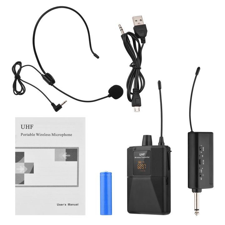 UHF%20Wireless%20Microphone%20Headset%20with%20Transmitter%20and%20Receiver,%20LED%20Digital%20Display%20Bodypack%20Transmitter%20-%20black%20-%20Image%204