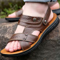 Sandals, men's leather beach shoes for summer wear, men's non-slip, waterproof, durable, and dual-purpose slippers. 