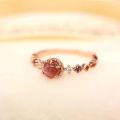 New natural rose garnet magnesia stone simple retro versatile open ring for women adjustable. 