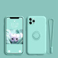 Original Liquid Silicone Ring Holder Case For iPhone 15 14 13 1happy2 11 Pro Max Mini Xs XR 7 8 Plus SE Bracket Magnetic Cover Strap.