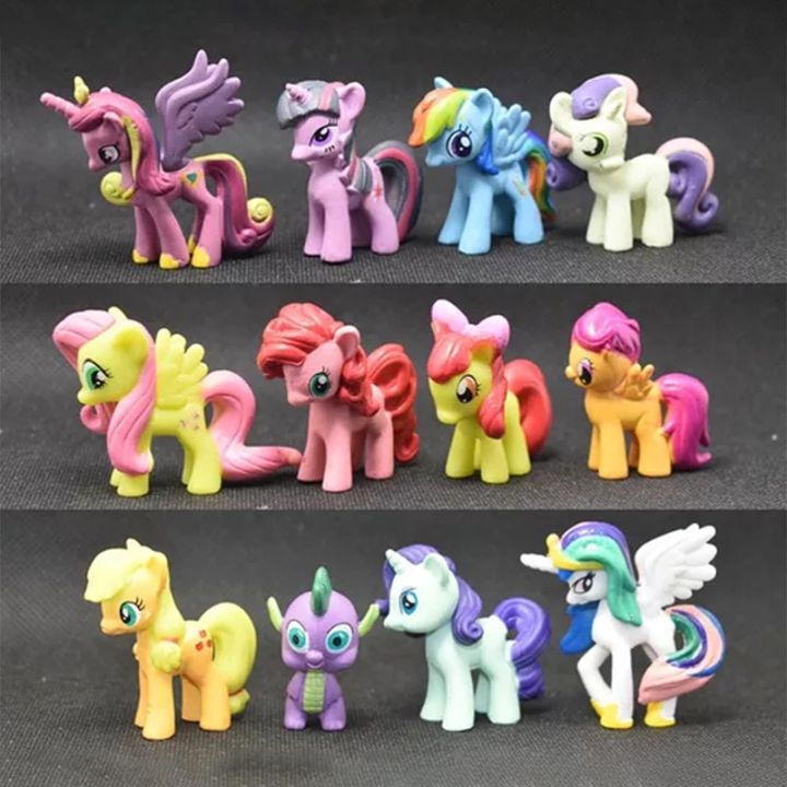 【Hengli jewelry story】(NEW)12pcs Cute Figures My Little Pony Full Set Cute Mini Model My Little Pony Doll Ornaments