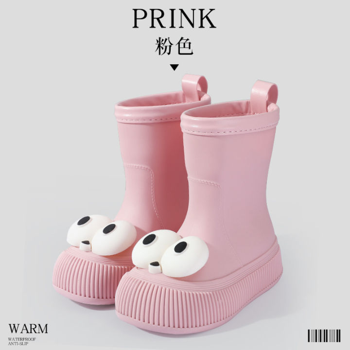 Parent-child%20rain%20boots%20women's%20fashion%20big%20eye%20rain%20boots%20medium%20tube%20thick-soled%20waterproof%20children's%20corset%20mouth%20shoes%20-%20Image%206