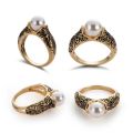 1PC Fashion Vintage Inlaid White Pearl Ring Gold Plated Ladies Ring Jewelry Wedding Ring Engagement Ring Rings For Women.