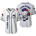 New Hello Kitty Baseball Lovely Personalized Cartoon Print Baseball Jersey Shirts Outdoor Sports Casual Men Women Kids Tops. 