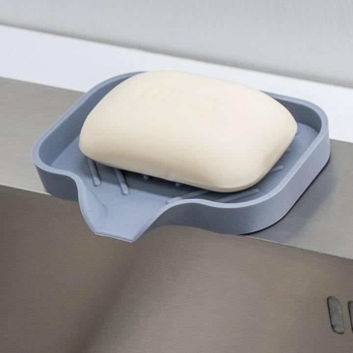 1 pcs White Silicone Soap Tray - Self Draining Soap Dish - Soap Holder Self Draining - Soap Dish for Bar Soap - Soap Dishes That Drain - Soap Dish for Sink - Organizer for Bathroom end Kitchen.