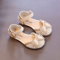 Girls sandals 2024 summer new small and medium-sized children soft sole baotou princess laces diamond bow little girls children's shoes.