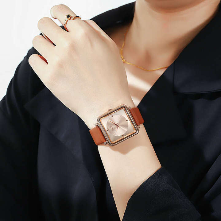 GEDI New Hot Selling Square Korean Style Trendy Student Fashion Waterproof Belt Casual Women's Watch
