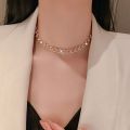 Fashion Shiny Personality Pendant Necklace French Charm Inlaid Rhinestone Pearl Necklace Bracelet Clavicle Chain Women's Jewelry Birthday Gift. 