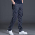 Navy Blue Twill Cargo Pants for Men.